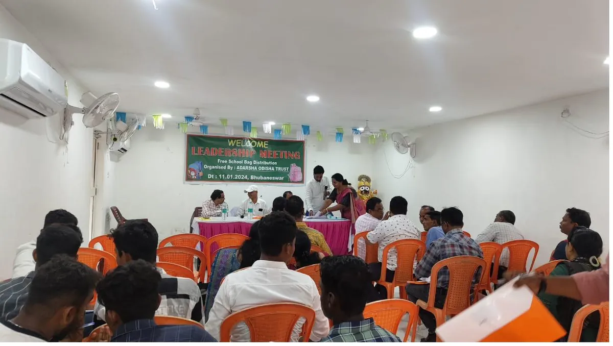 Adarsha Odisha leadership meeting for a free school-bag distribution programme